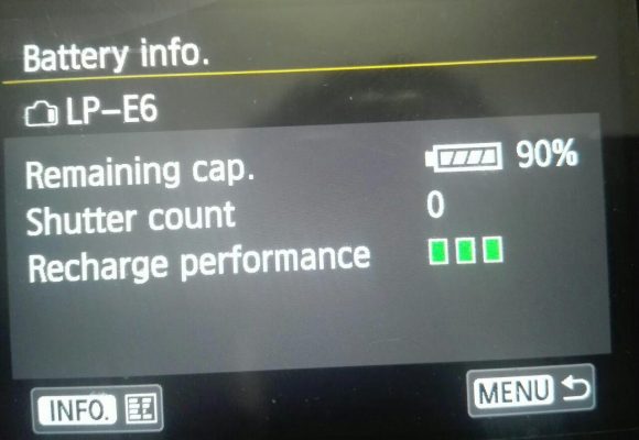 ثبت اطلاعات باطری دردوربینهای کانن 9