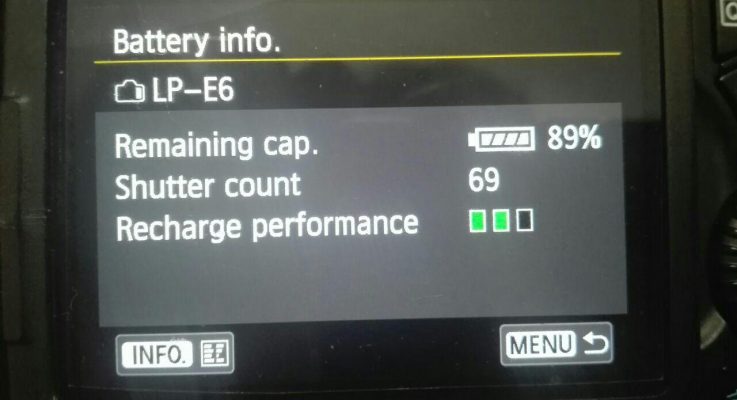 ثبت اطلاعات باطری دردوربینهای کانن10