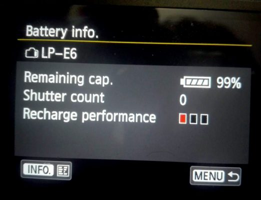 ثبت اطلاعات باطری دردوربینهای کانن 3